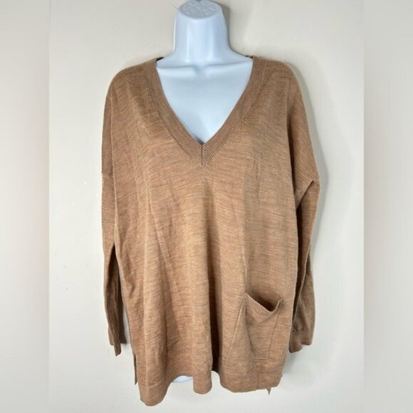 Hudson's Bay Moon Women's Sweater Pullover Merino wool Side slit Brown Size XS - Picture 16 of 16